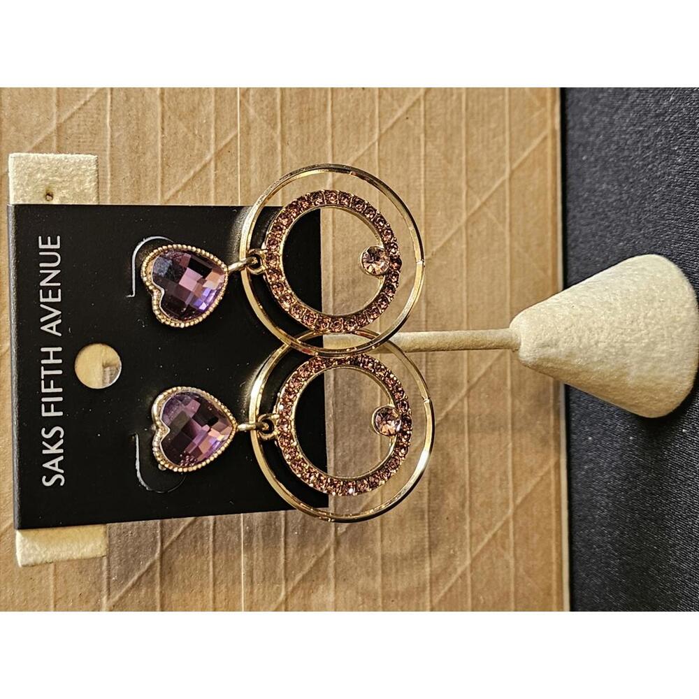 Saks Fifth Avenue Elegant Heart & Circle Earrings